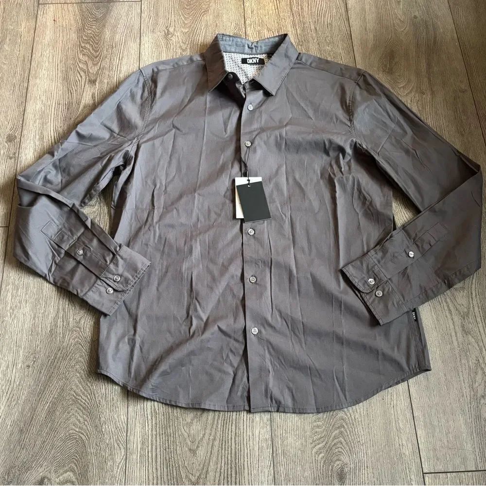 DKNY Men's Gray button down Shirt